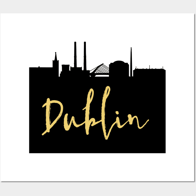 DUBLIN IRELAND DESIGNER SILHOUETTE SKYLINE ART Wall Art by deificusArt